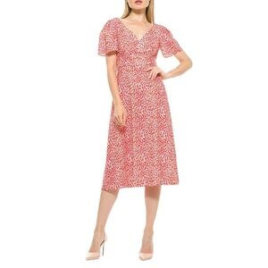 Alexia Admor Kourtney Midi Dress 10 Pink Coral Flowy Fit Flare